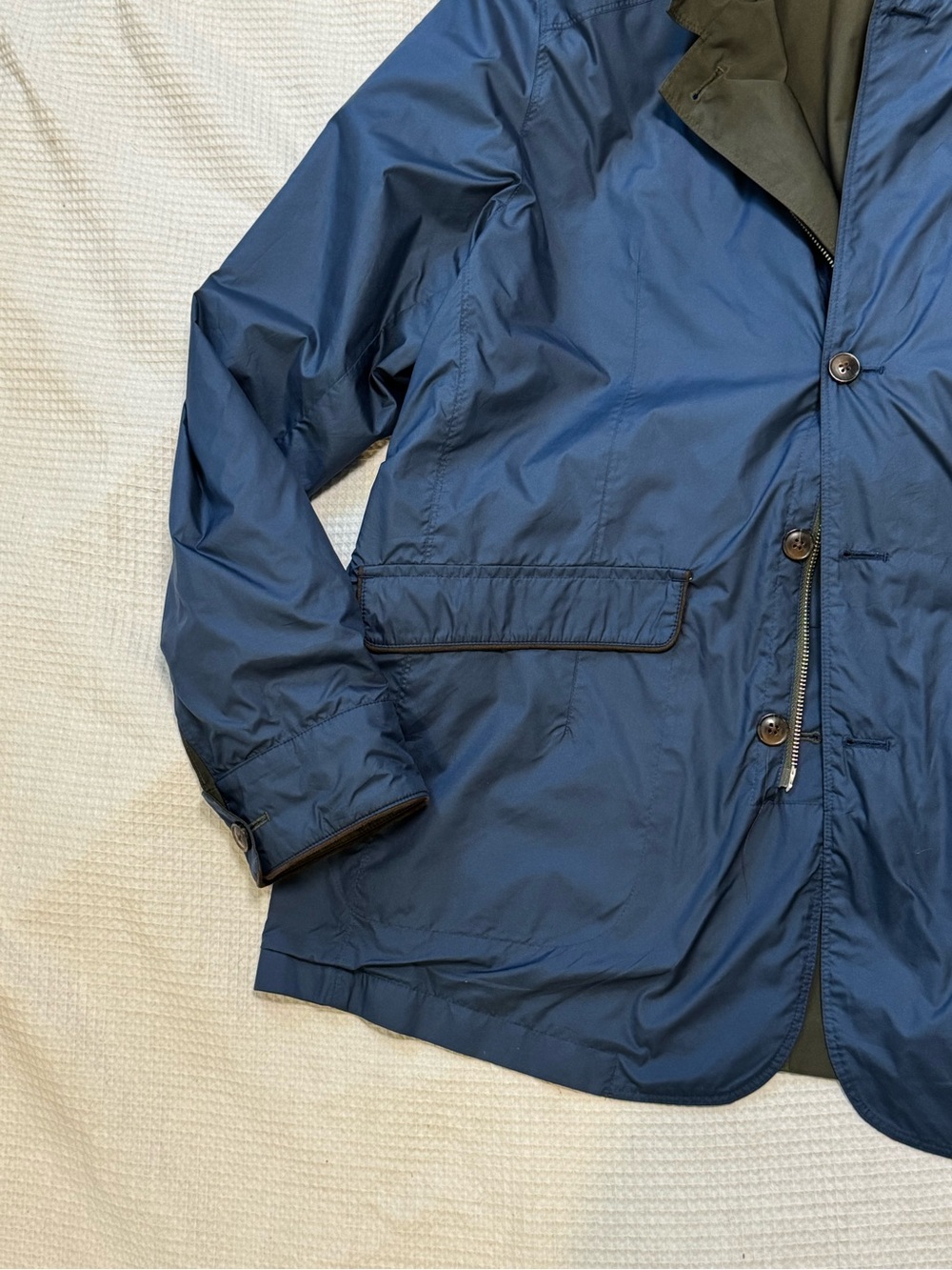 Men's reversible blue Olive Green Field Jacket - Picture 2 of 14